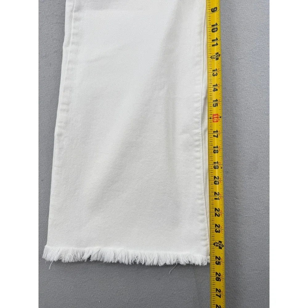 Risen Jeans High Rise Wide Leg Cropped Raw Hem Jeans Womens 13/31 (30x25) White